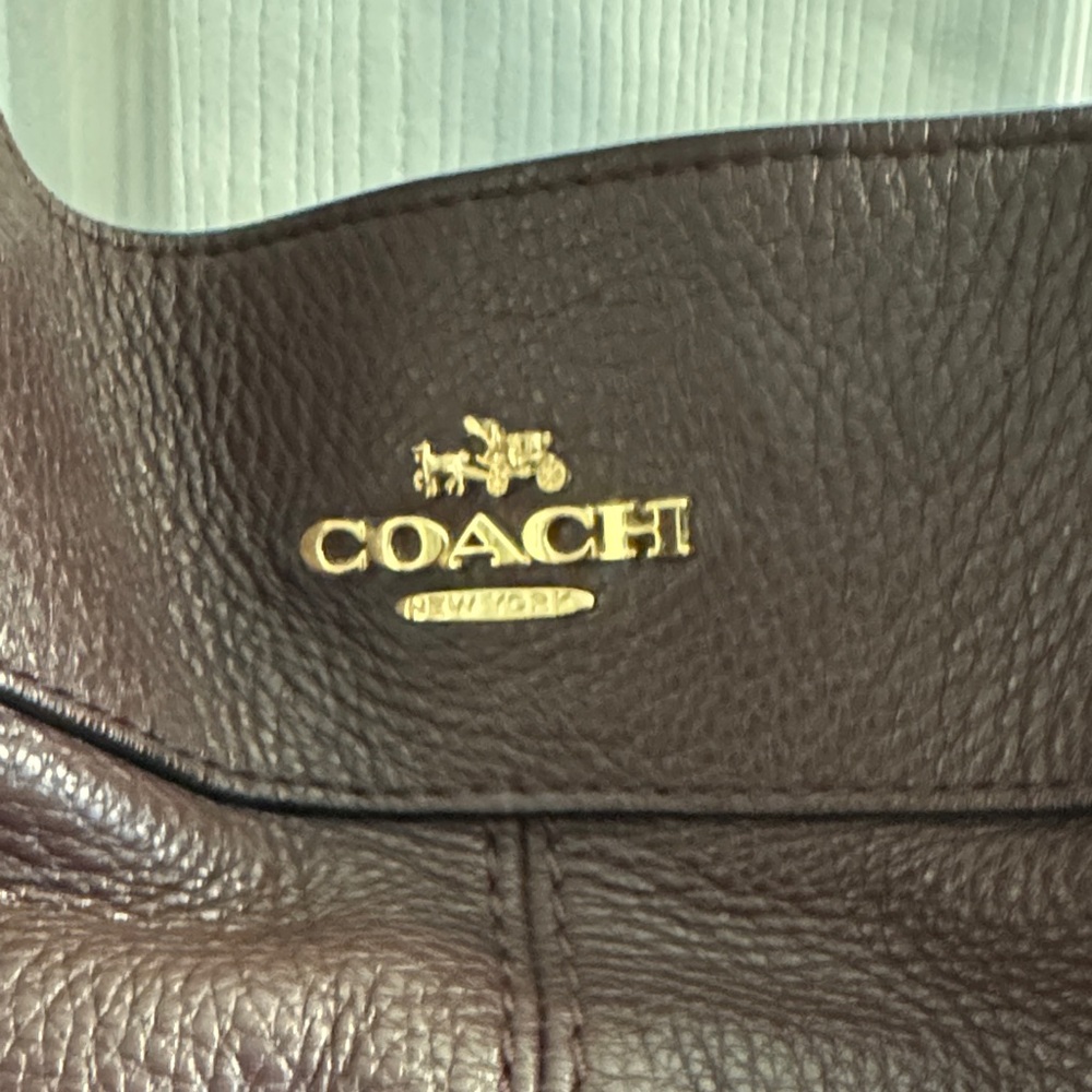 Coach Dark Brown Leather Shoulder Bag with Gold Hardware - Picture 3 of 8